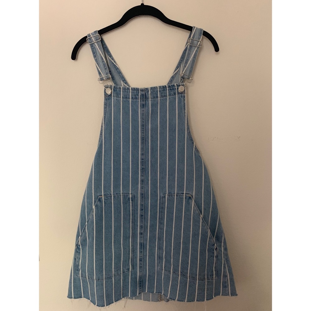 jean pin striped overall dress